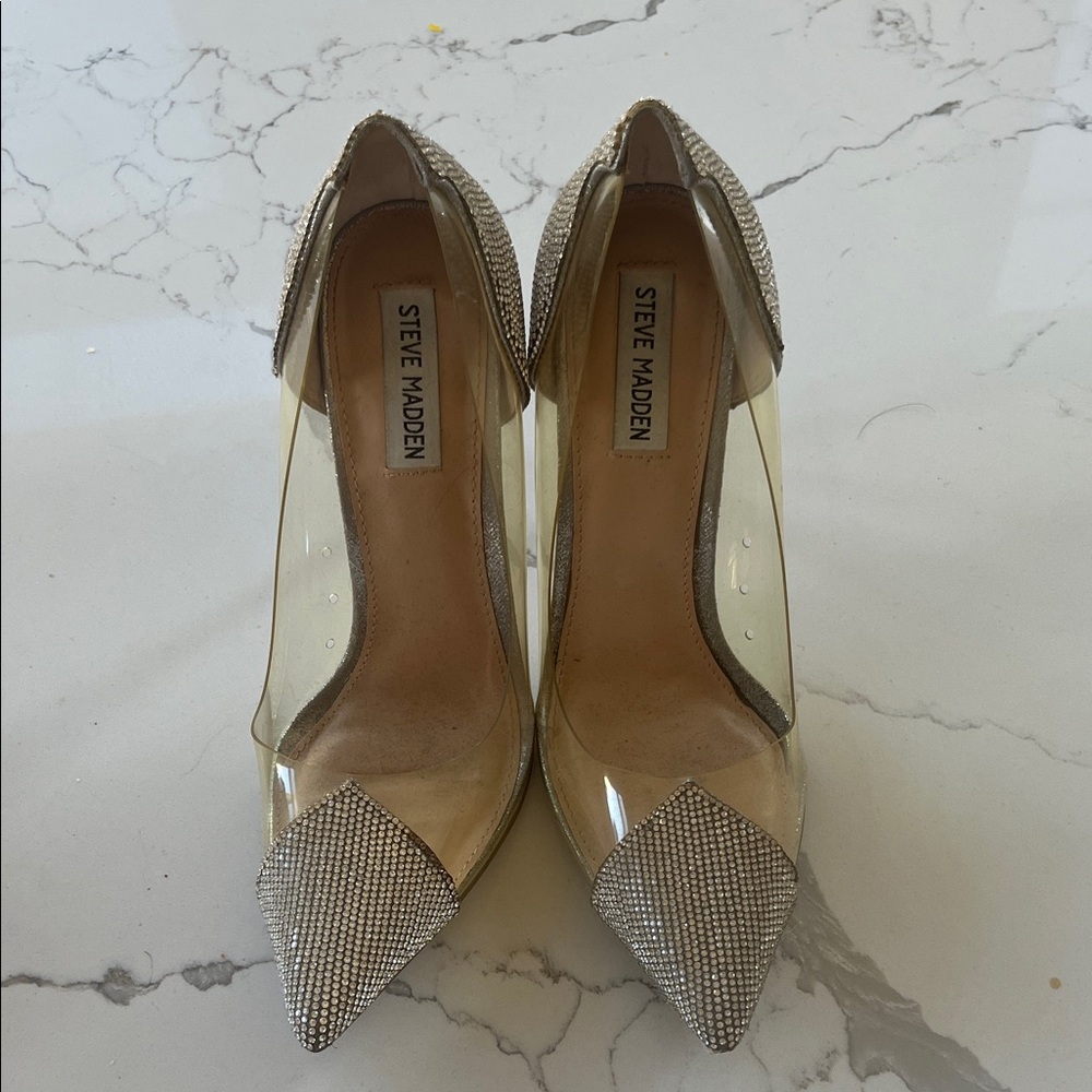 Steve Madden Champagne Metallic & Clear Pointed-Toe Pumps